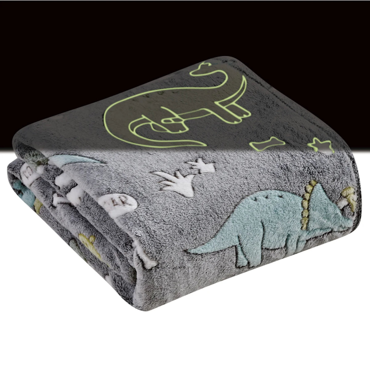 Gray Dinosaur Glow in Dark Blanket