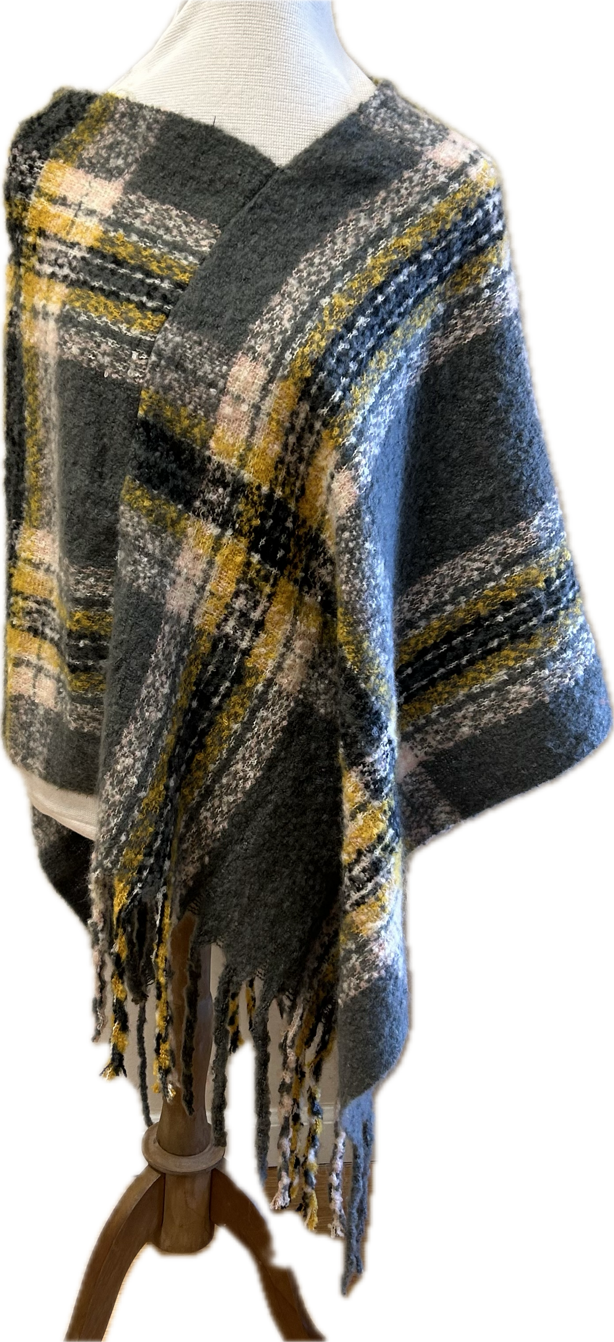 Soft plaid poncho