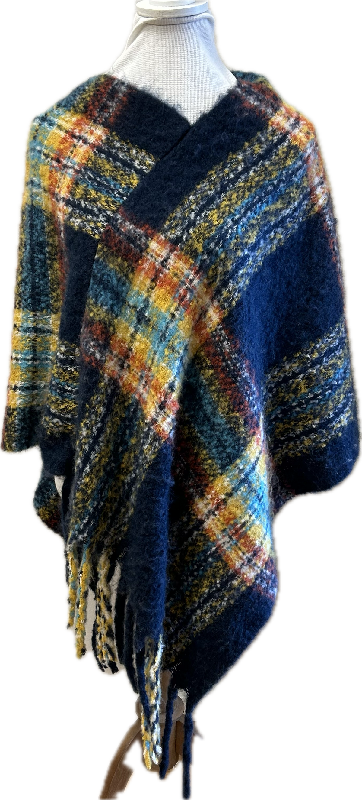 Soft plaid poncho