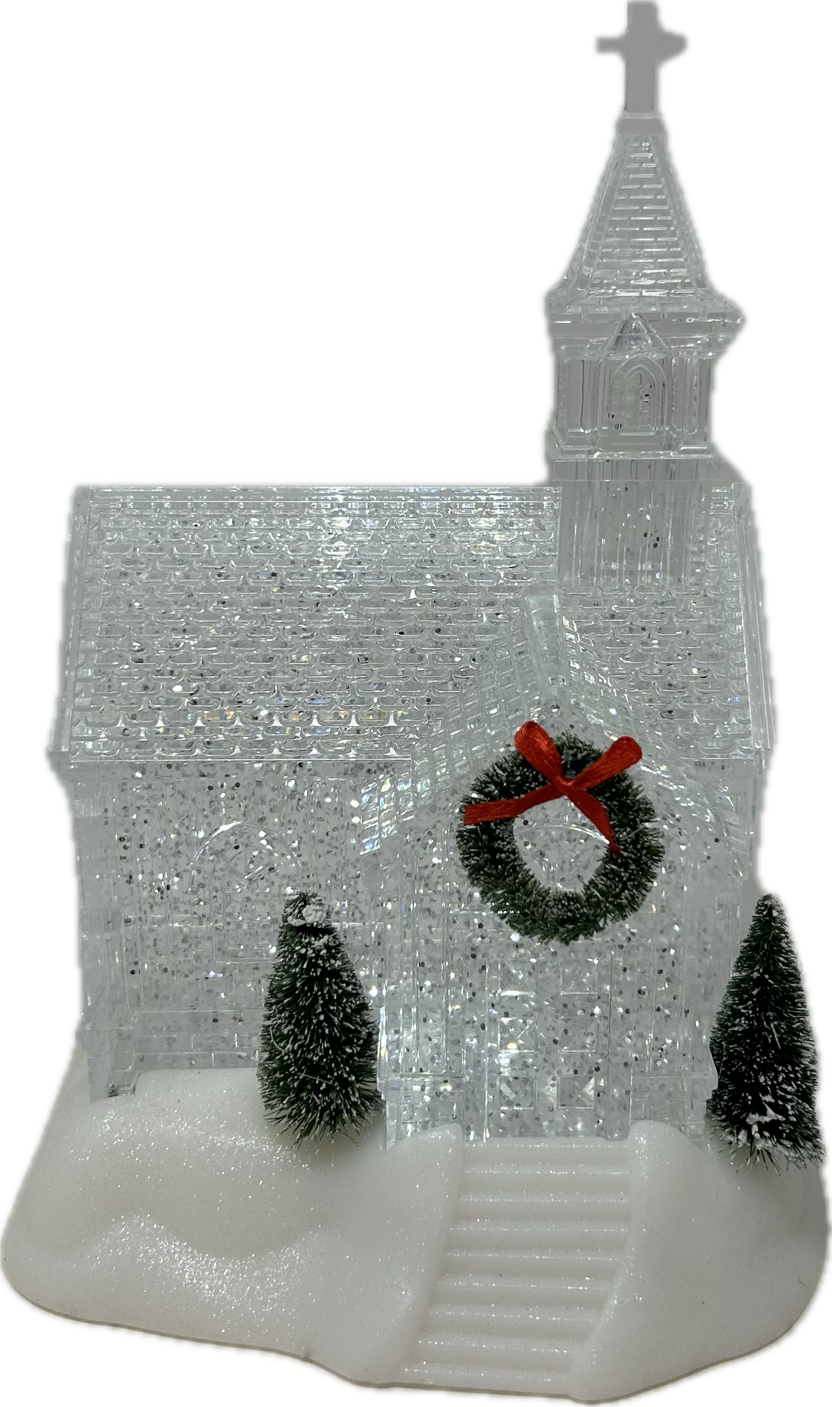 9.5&quot; Ivory Christmas Village Glitter Church