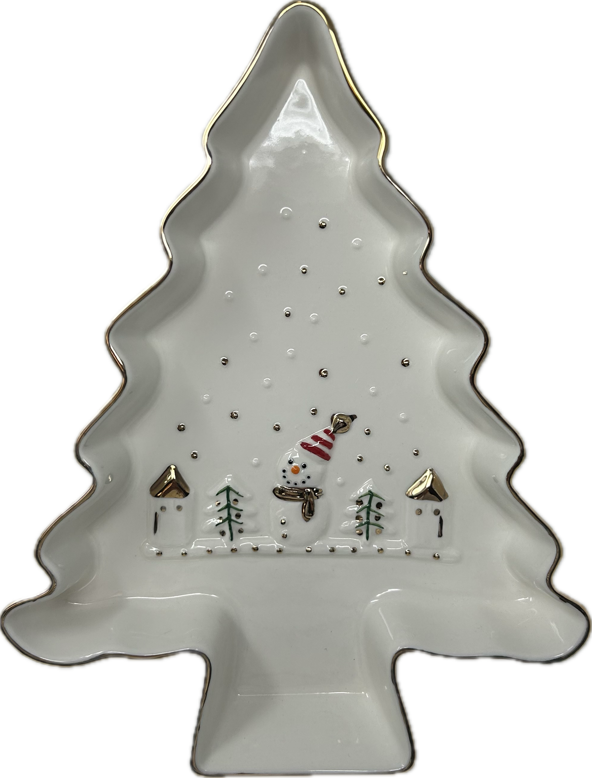 9.25&quot; Castle Christmas Snack Plate w/Speader