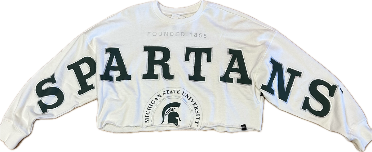 MSU Spartans Split LS  Crop Sweatshirt