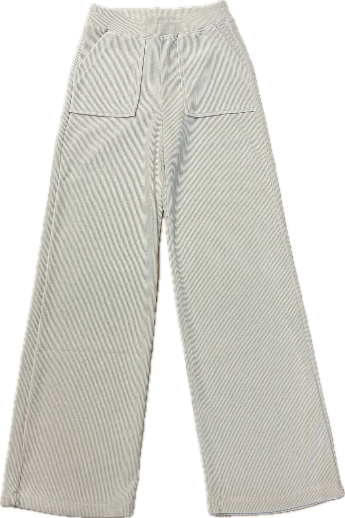 Ivory Wide-Leg Corduroy Pants