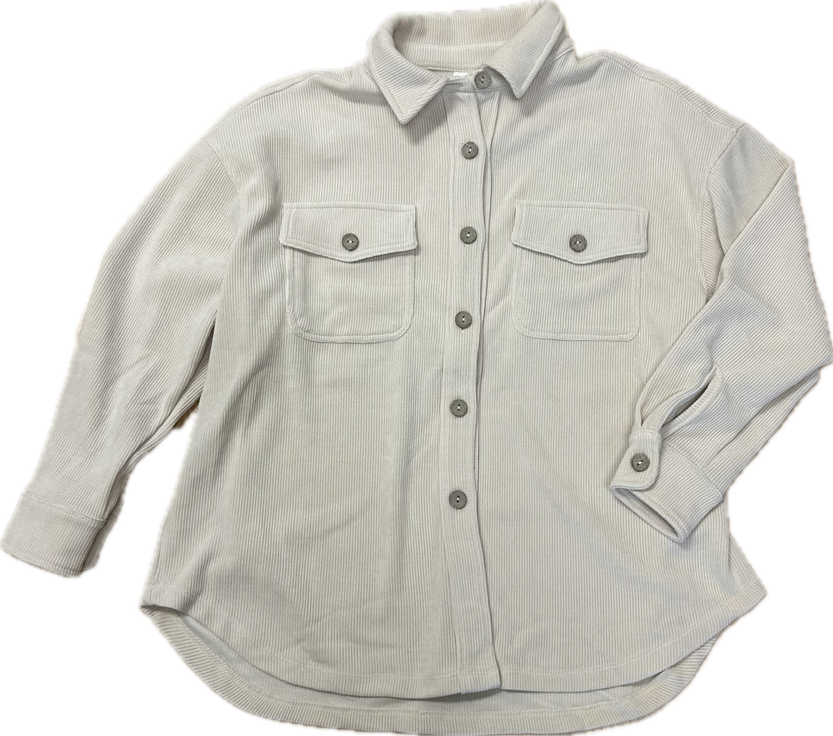 Ivory Corduroy Button Up Shacket