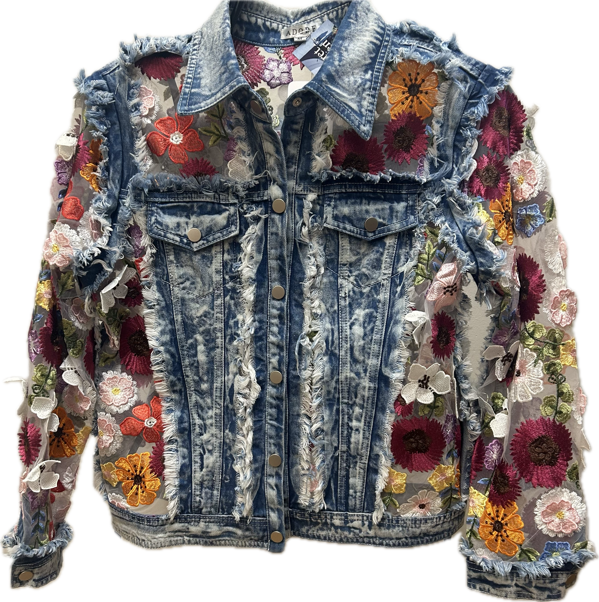 Floral Applique Jean Jacket