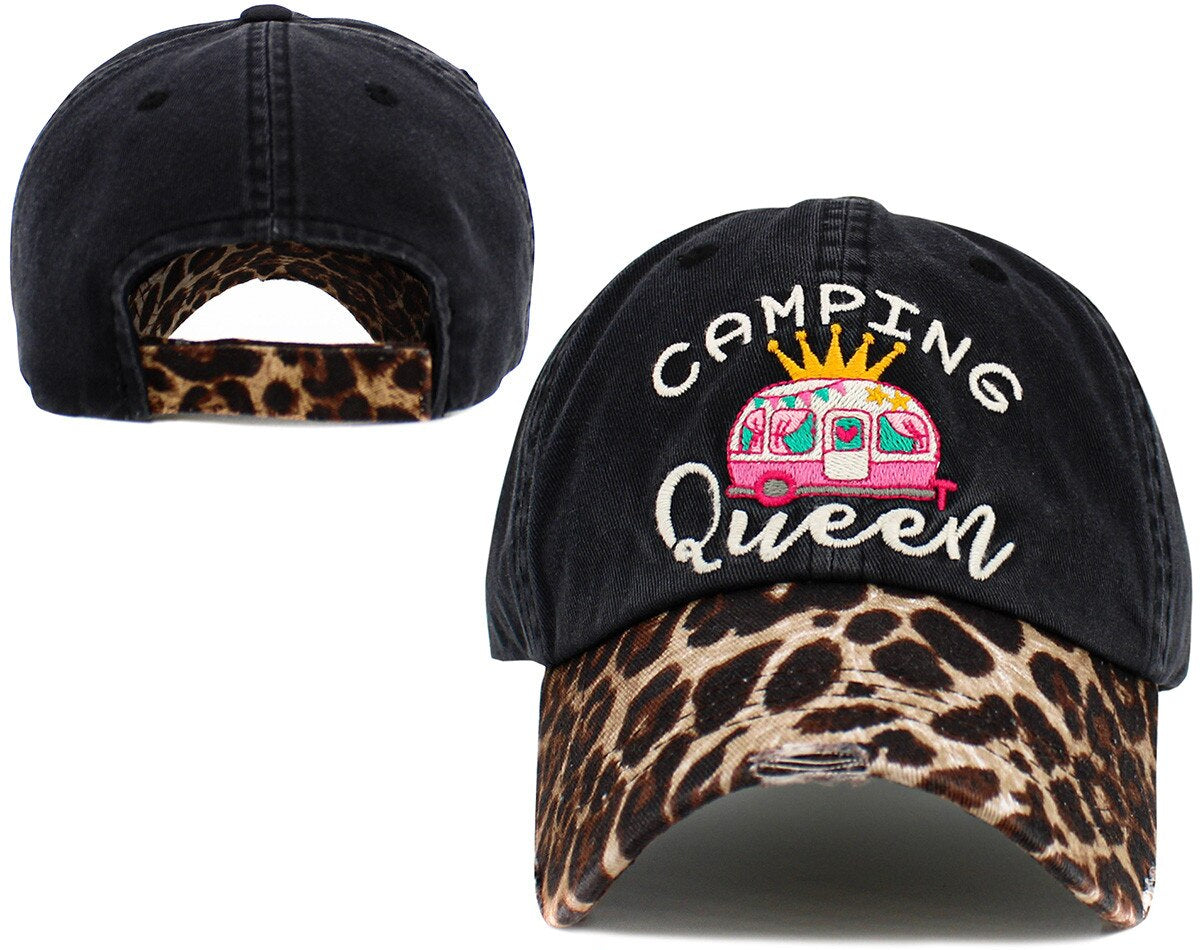 Black Camping Queen Ball Cap