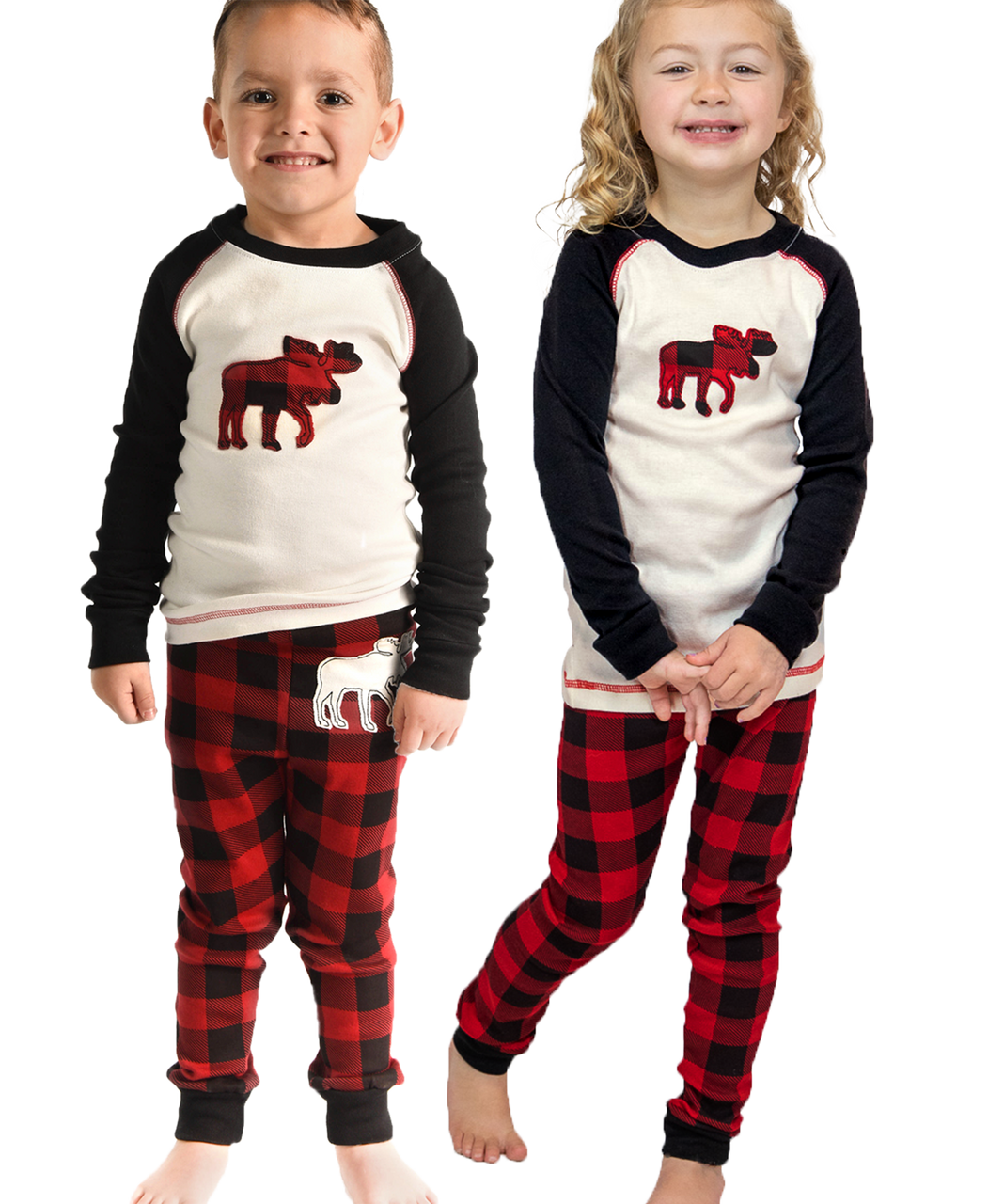 Moose Plaid Kid&#39;s LS PJ&#39;s