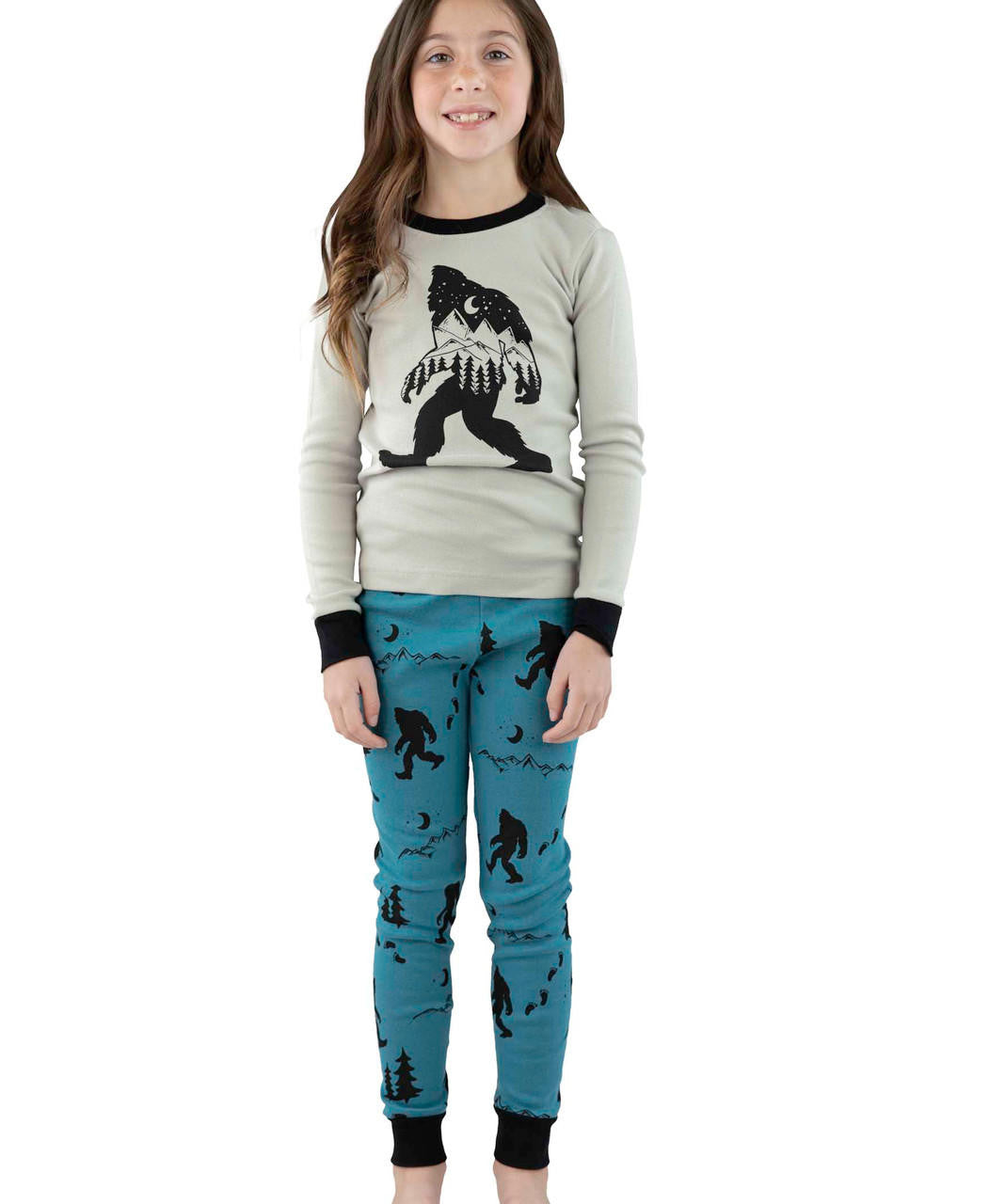 Mountain Bigfoot Scene Kid&#39;s LS PJ&#39;s