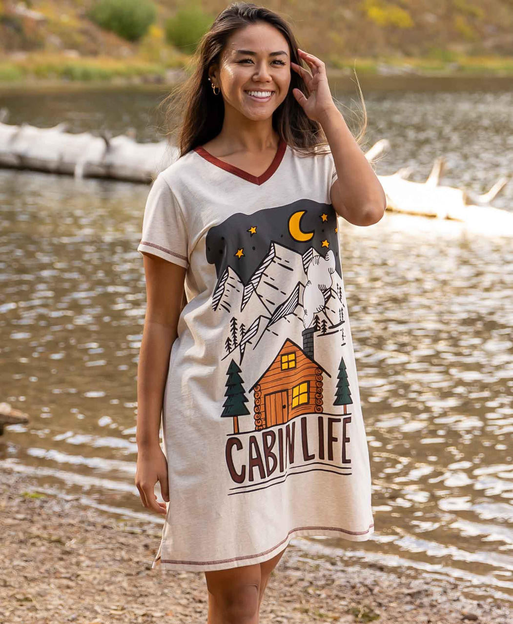 Cabin Life Women&#39;s V-Neck Nightshirt