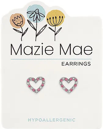 Mazie Mae Silver CZ &amp; Lt. Rose Open Heart