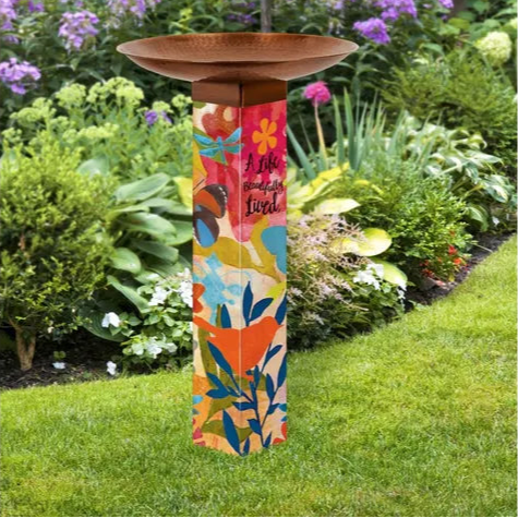 Sentimental Journey Bird Bath Art Pole