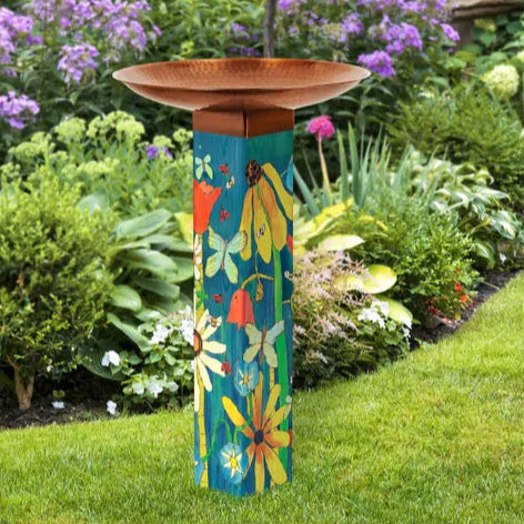 Earth Laughs In Flowers Bird Bath Art Pole