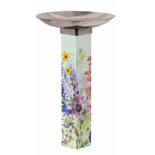 Spring Hummingbird Garden Bird Bath Art Pole