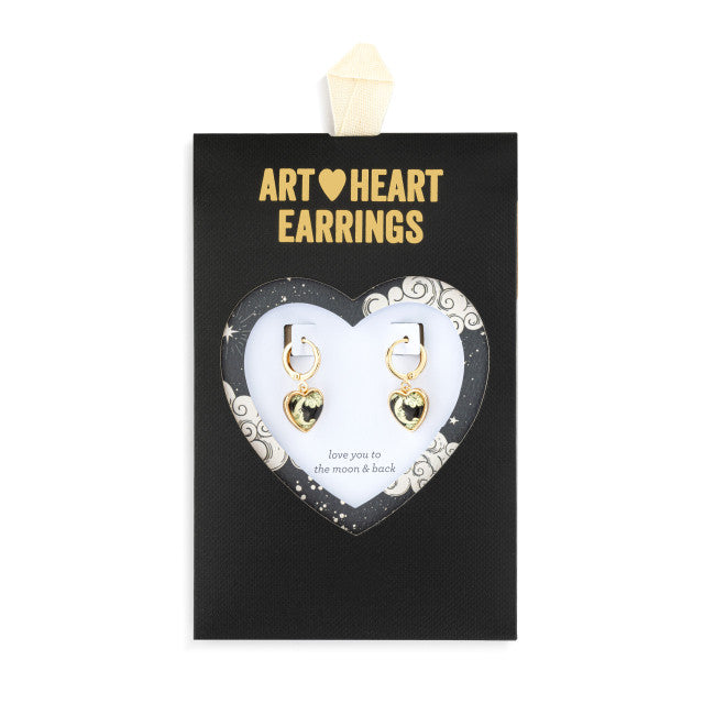 Art Heart Earrings - Love You to the Moon &amp; Back