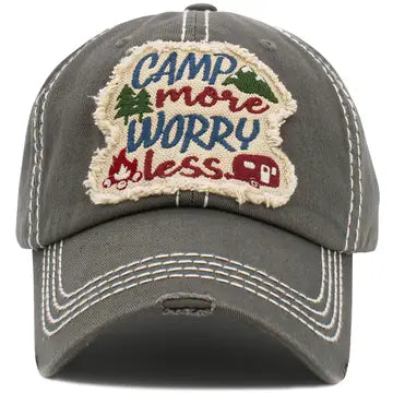 Gray Camp More Worry Less Embroidered Cap