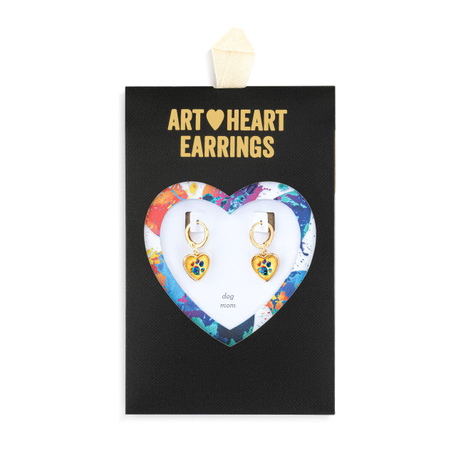 Art Heart Earrings - Dog Mom