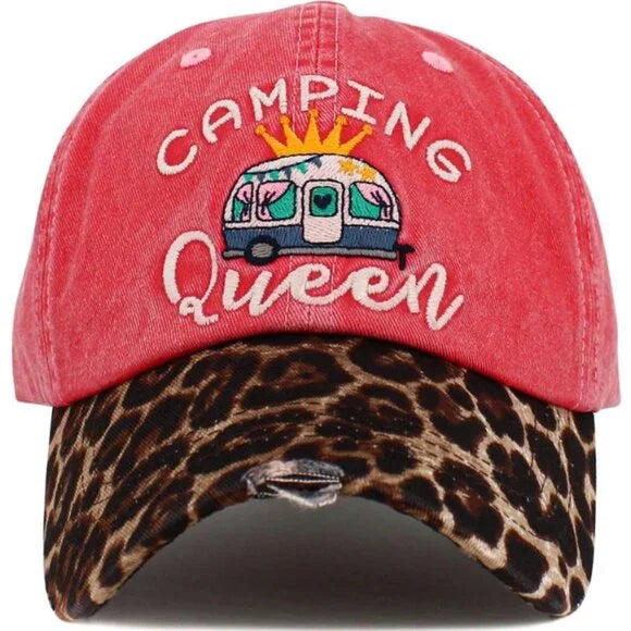 Dark Pink Camping Queen Ball Cap