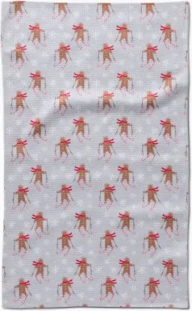 Gingerbread Skiers Tea Towel