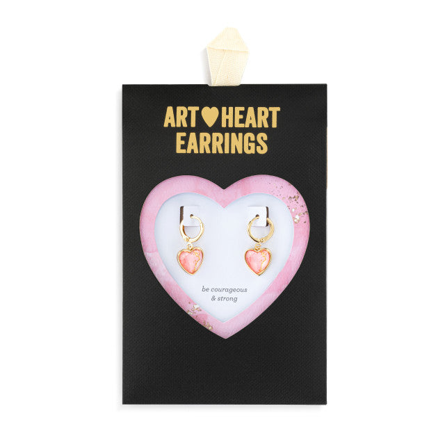 Art Heart Earrings - Be Courageous &amp; Strong