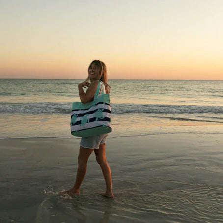 MI Hero Stripe Beach Tote