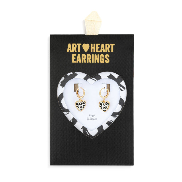 Art Heart Earrings - Hugs &amp; Kisses