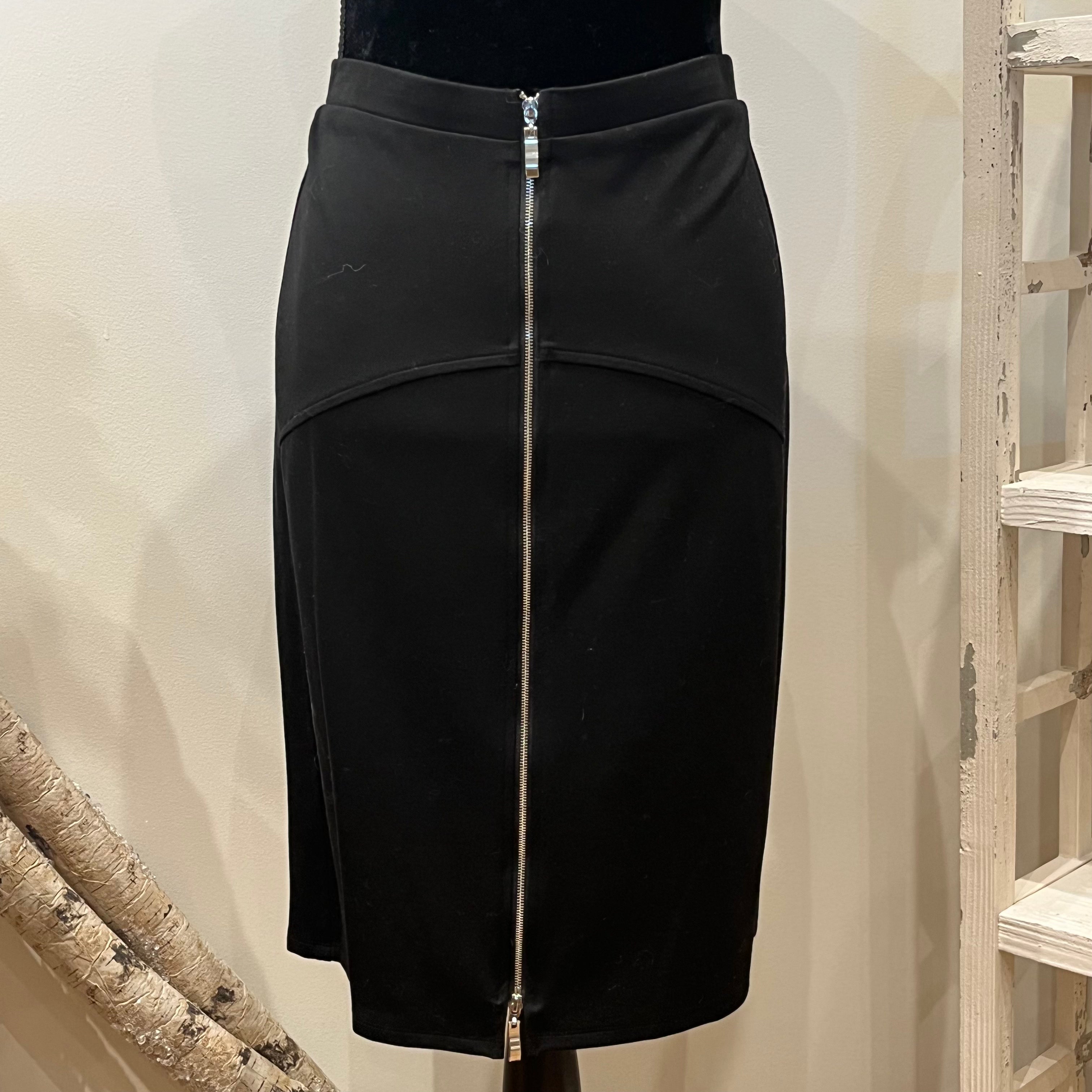 Black pencil skirt outlet with gold zip