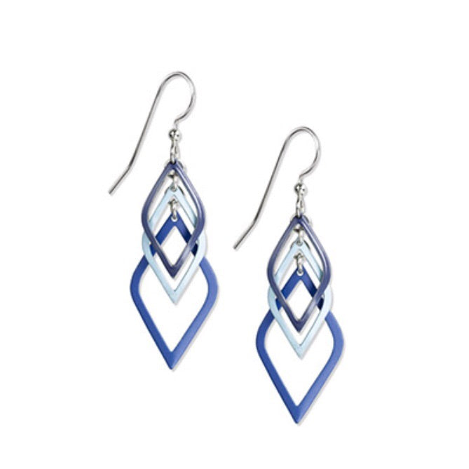 Silver/Blue Cascade Open Diamonds Earrings