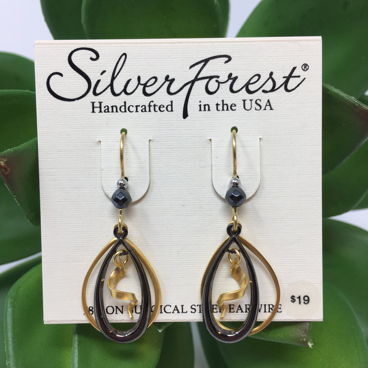 Gold/Gunmetal Open Tear Duo w/ Spiral Earrings