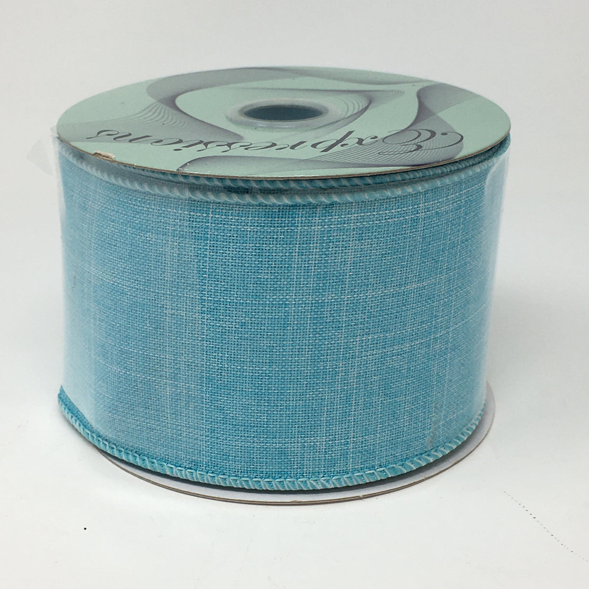 Solid Aqua Linen Ribbon Roll