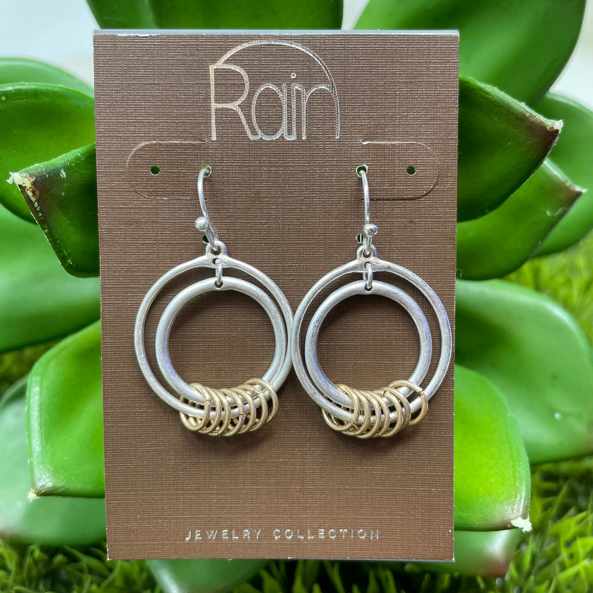 Two Tone Circles w/ Double Circles Earrings