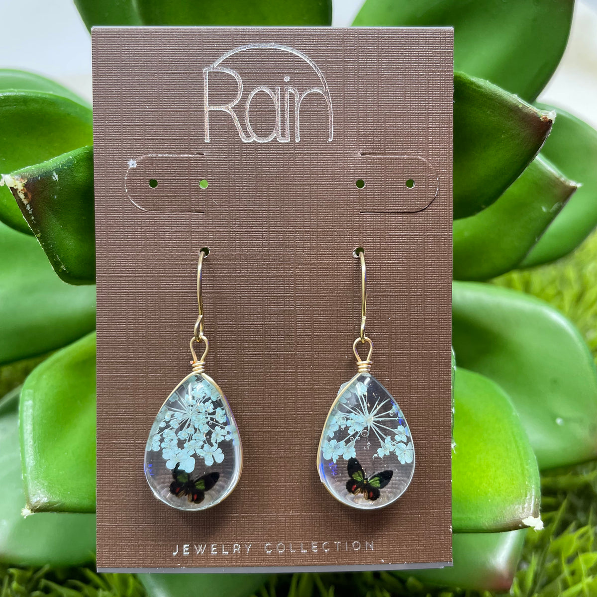 Tiny Butterfly Acrylic Teardrop Earrings